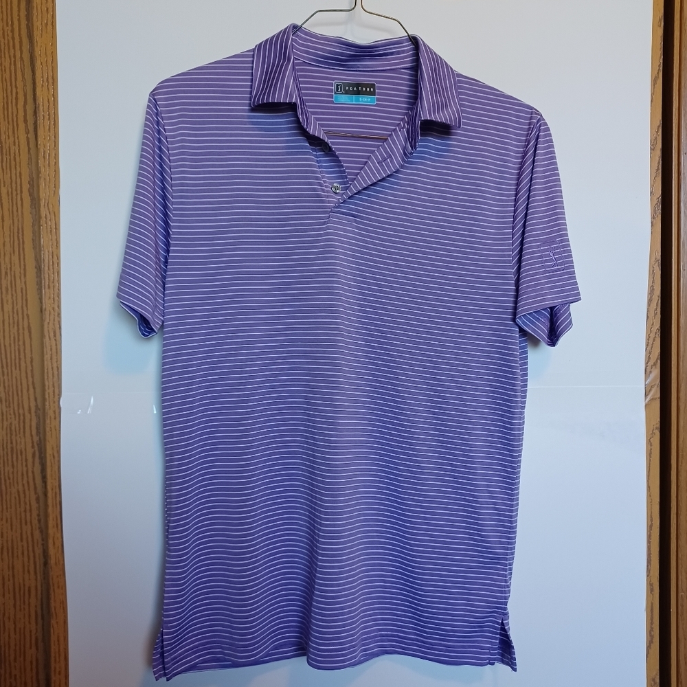 PGA Tour Men's Purple/ White Striped Golf Shirt